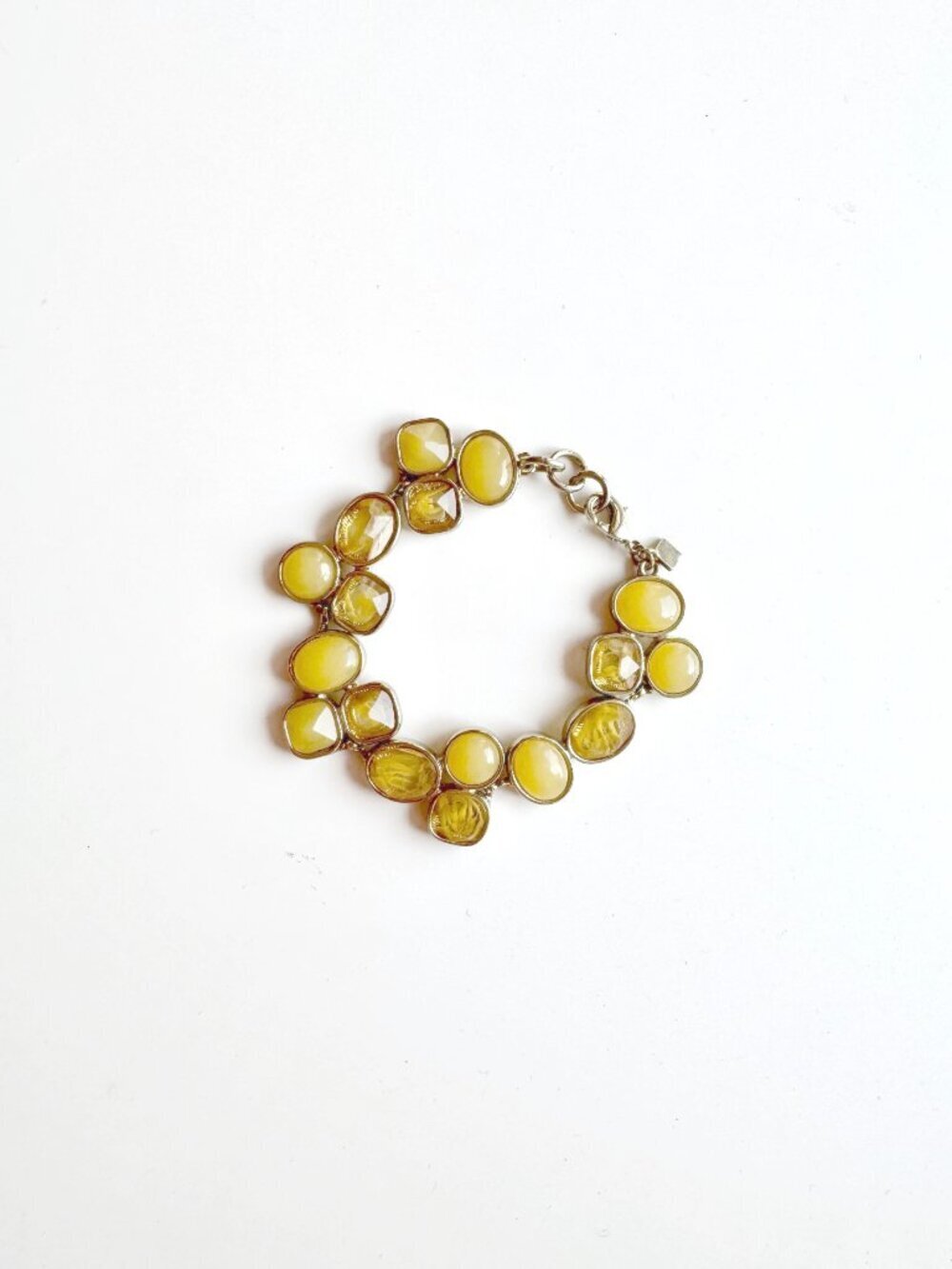 BANANA REPUBLIC Silver Tone Yellow Faceted Stone Cluster Bracelet